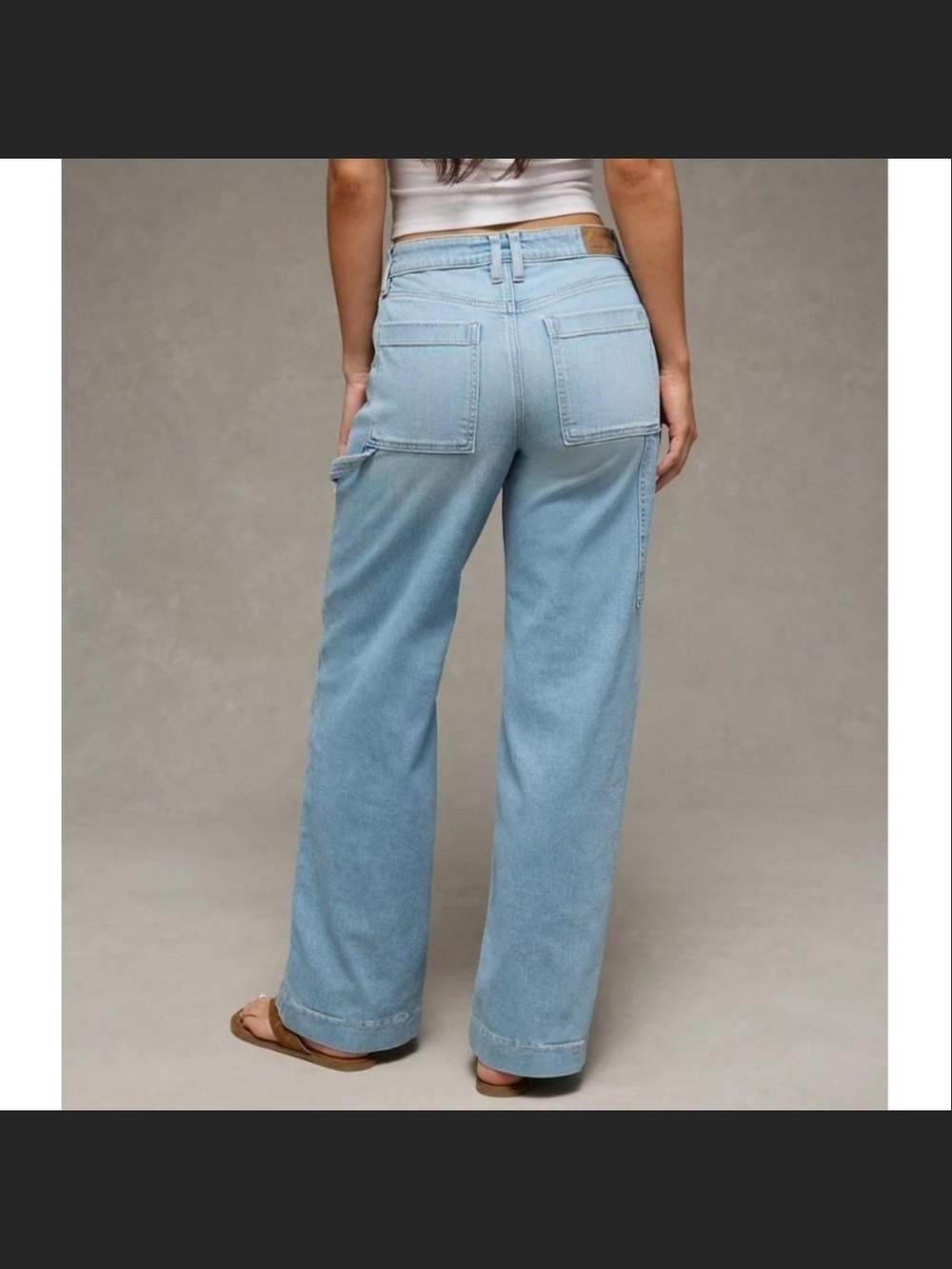 High-Waist Light Blue Wide-Leg Jeans - Women's - Picture 3 of 6